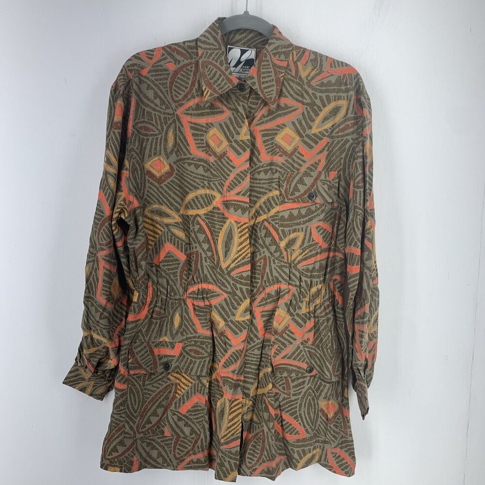 Diane Gilman Womens 8 Tunic Top Safari Multicolor Artsy Flowy Boho